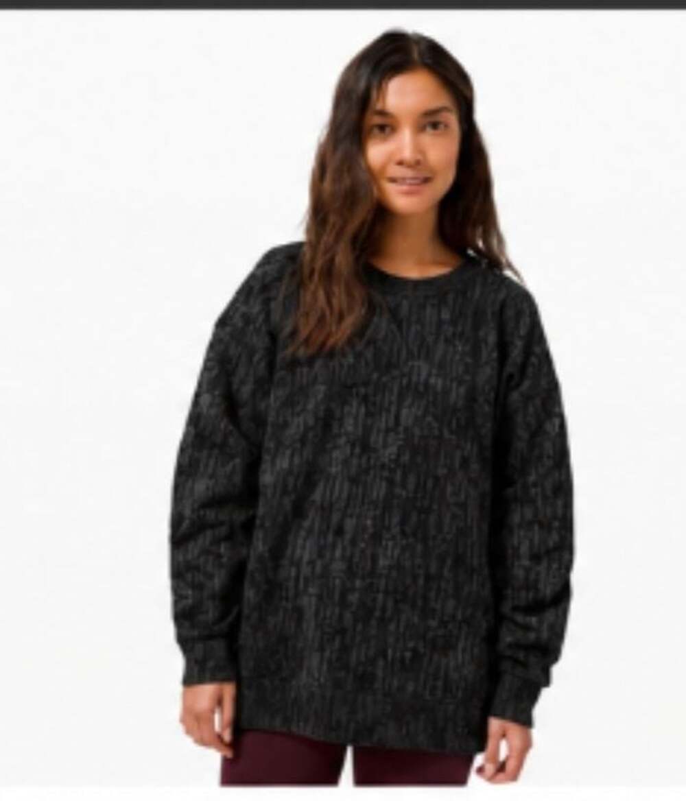 Lululemon Perfectly Oversized Jaquard Crew pullover Size 6 Black Obsidian